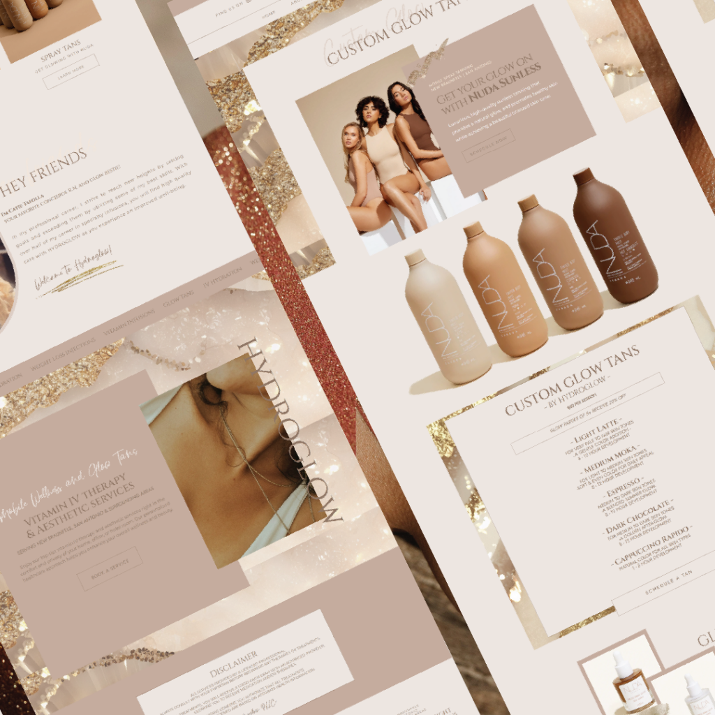 spray tanning website layout 