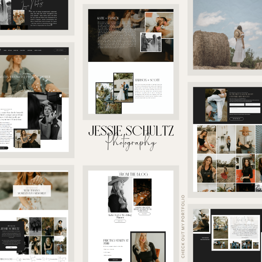 website layout design for photography business in texas